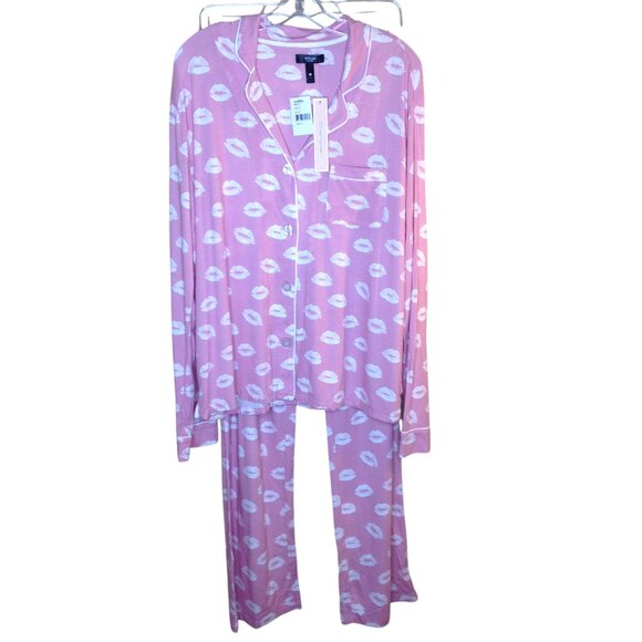 Aqua Lounge Kiss Lips Sleep Set Pajamas Loungewear XL NWT - Picture 2 of 10